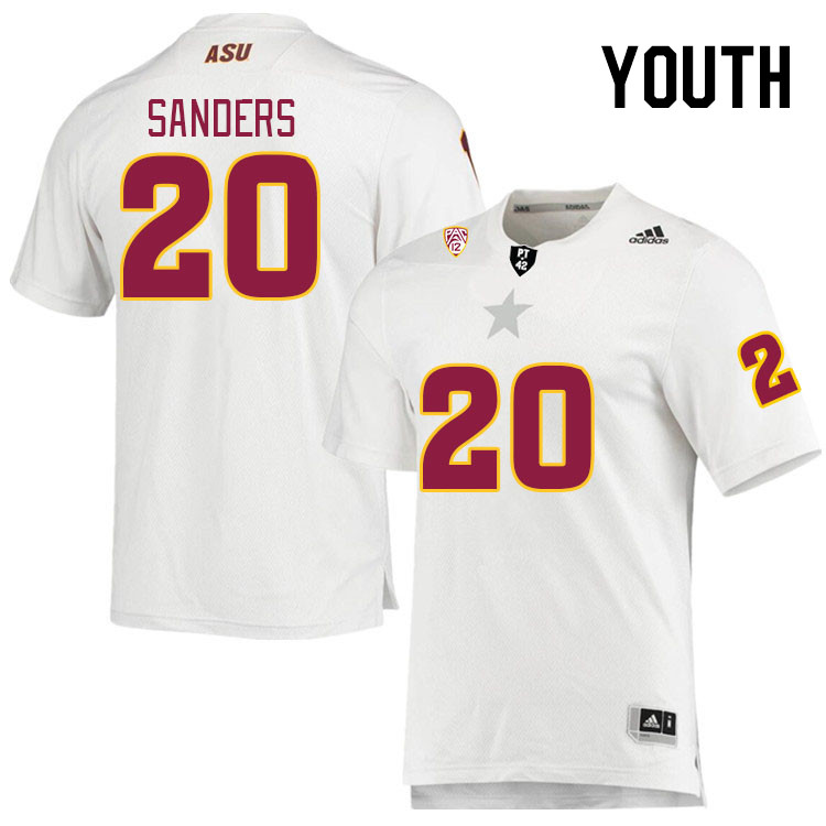 Youth #20 Giovanni Sanders Arizona State Sun Devils College Football Jerseys Stitched Sale-White - Click Image to Close